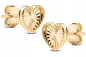Kolczyki - PIĘKNE ZŁOTE DIAMENTOWANE KOLCZYKI SERDUSZKA NA SZTYFT 14KT 585 - miniaturka - grafika 1