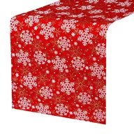 Pozostałe akcesoria świąteczne - Bieżnik na stół 180x36cm obrus świąteczny ze śnieżynkami czerwony CA0615 - miniaturka - grafika 1
