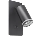 Lampy ścienne - LED Kinkiet punktowy PARIS 1xGU10/10W/230V + LED/6W/230V czarny - miniaturka - grafika 1