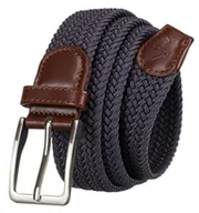 Paski - Pasek do spodni parciany szaro - brązowy ROVICKY uniwersalny damski męski pleciony srebrna klasyczna klamra - miniaturka - grafika 1