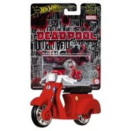 Samochody i pojazdy dla dzieci - Hot Wheels Premium Pop Culture Pojazd Resorak Marvel Deadpool Motor Scooter Skuter - miniaturka - grafika 1