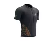 Koszulki sportowe męskie - COMPRESSPORT Koszulka biegowa TRAIL HALF-ZIP FITTED SS TOP TRAIL CAPSULE 2023 black/rust - miniaturka - grafika 1