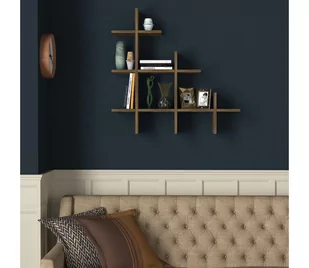 Półka ścienna JUKE 80x81,8 cm brązowa - Półki do salonu - miniaturka - grafika 1