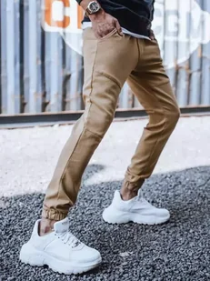 Spodnie męskie dresowe typu jogger kamelowe Dstreet UX3304-S - Spodnie męskie - miniaturka - grafika 1