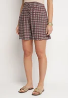 Spodenki damskie - Czerwone Szorty z Bawełny z Wysokim Stanem w Paski Voriene - miniaturka - grafika 1