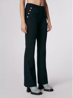 Spodnie damskie - Simple Spodnie materiałowe SPD505 Granatowy Regular Fit - grafika 1