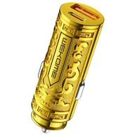 Pozostałe akcesoria do telefonów - WEKOME WP-C37 Sakin Series - Ładowarka samochodowa USB-C & USB-A Fast Charging PD 20W (Złoty) - miniaturka - grafika 1