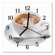 Zegary - Zegar szklany ścienny Bezgłośny Kawa do kuchni - miniaturka - grafika 1