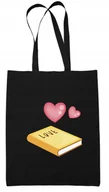 Torby i wózki na zakupy - Torba EKO bawełniana czarna Book love książka 2 - miniaturka - grafika 1