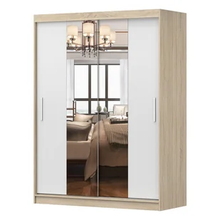 Szafa VISTA 01 150| Dąb sonoma, Biały z lustrem - Szafy - miniaturka - grafika 1