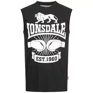 Koszulki męskie - Lonsdale Męski T-shirt Cleator czarny czarny XL 117016 - miniaturka - grafika 1