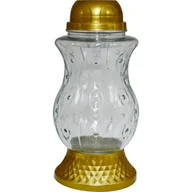 Lampiony i znicze - Znicz szklany solarny LA Z407 SOL ZŁ 15 x 28 cm złoty - miniaturka - grafika 1