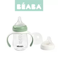 Butelki dla niemowląt - Beaba, Butelka treningowa, 2w1, tritanowa 210 ml, Sage green - miniaturka - grafika 1