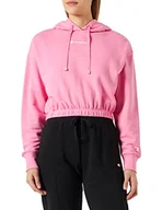 Bluzy damskie - Champion Damska bluza z kapturem Legacy American Classics Powerblend Terry małe logo Boxy, różowy (Hot Pink), XXL - miniaturka - grafika 1