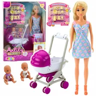 Wózki dla lalek - Lalka Anlily Mama Z Dwójką Dzieci Wózek Akcesoria Dziecięce - miniaturka - grafika 1