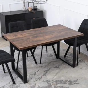 Stół Prostokątny GLOS 135 cm Dąb Rustykalny/Czarny do Jadalni Nowoczesny Loft - Stoły - miniaturka - grafika 1
