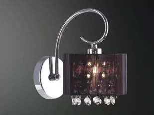 Italux Ścienna LAMPA glamour SPAN MBM1583 1 okrągła OPRAWA abażurowa crystals z kryształkami chrom czarna przezroczysta MBM1583 1 - Lampy sufitowe - miniaturka - grafika 1