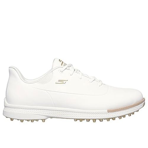 Jasmine Golf Shoe, White/Gold Spikeless, 11