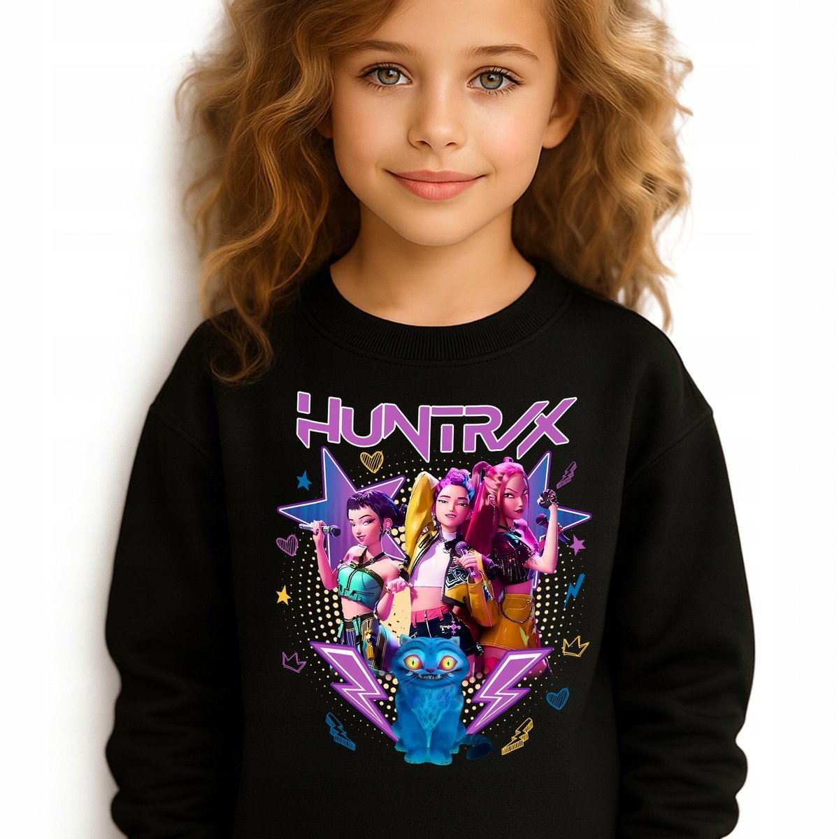 Bluza Dziecięca Czarna KPOPOWE WOJOWNICZKI K-pop Muzyka Wzory Rozm 140 cm