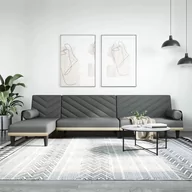 Sofy i kanapy - vidaXL Sofa rozkładana L, ciemnoszara, 260x140x70 cm, tkanina - miniaturka - grafika 1