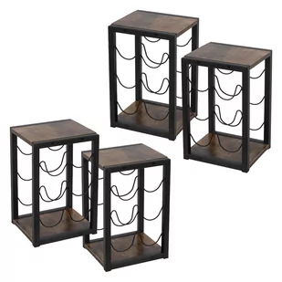 Stojak na wino na 6 butelek 24x21x37,5 cm czarny/drewnopodobny wykonany z metalu i MDF ML-Design - Zestawy do wina - miniaturka - grafika 1