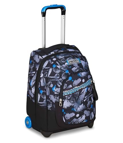 Seven Wózek szkolny stały, niebieski, 2 w 1, podwójne zastosowanie, wózek i plecak, plecak szkolny podróżny, chłopiec, Niebieska, Taglia unica, nowoczesny