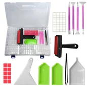 Dekoratorstwo - Akcesoria Do Haftu Diamentowego (Diamond Painting), Dodatkowe Narzędzia Do Mozaiki Diamentowej Diy, Zestaw 80 Elementów (Pojemniki, Kuwety, Długopis.. - miniaturka - grafika 1