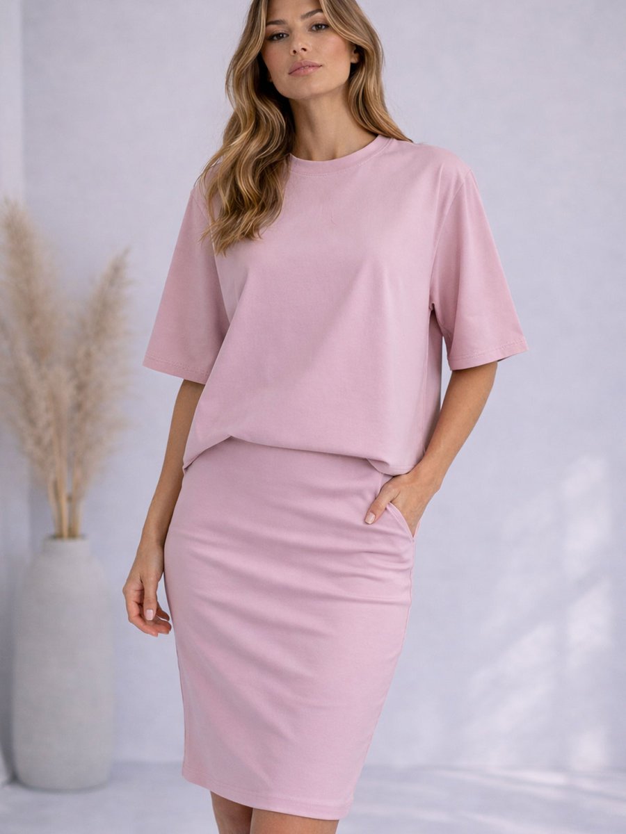 Spódnica bawełniana M brudny róż