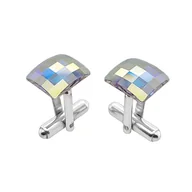 Spinki do mankietów i krawatów - Spinki do mankietów Swarovski kwadratowe krystaliczne (S1524) Srebro [925] - miniaturka - grafika 1