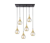 Lampy sufitowe - Żyrandol na lince LACRIMA HONEY 6xE27/60W/230V czarny/zl./dym beżowy - miniaturka - grafika 1