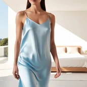 Pasmanteria - Tkanina ubraniowa Satyna Armani / Sztuczny jedwab - błękit paryski 22 - miniaturka - grafika 1