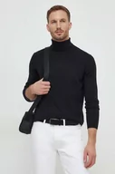 Swetry męskie - Karl Lagerfeld sweter wełniany męski kolor czarny lekki z golferm - miniaturka - grafika 1