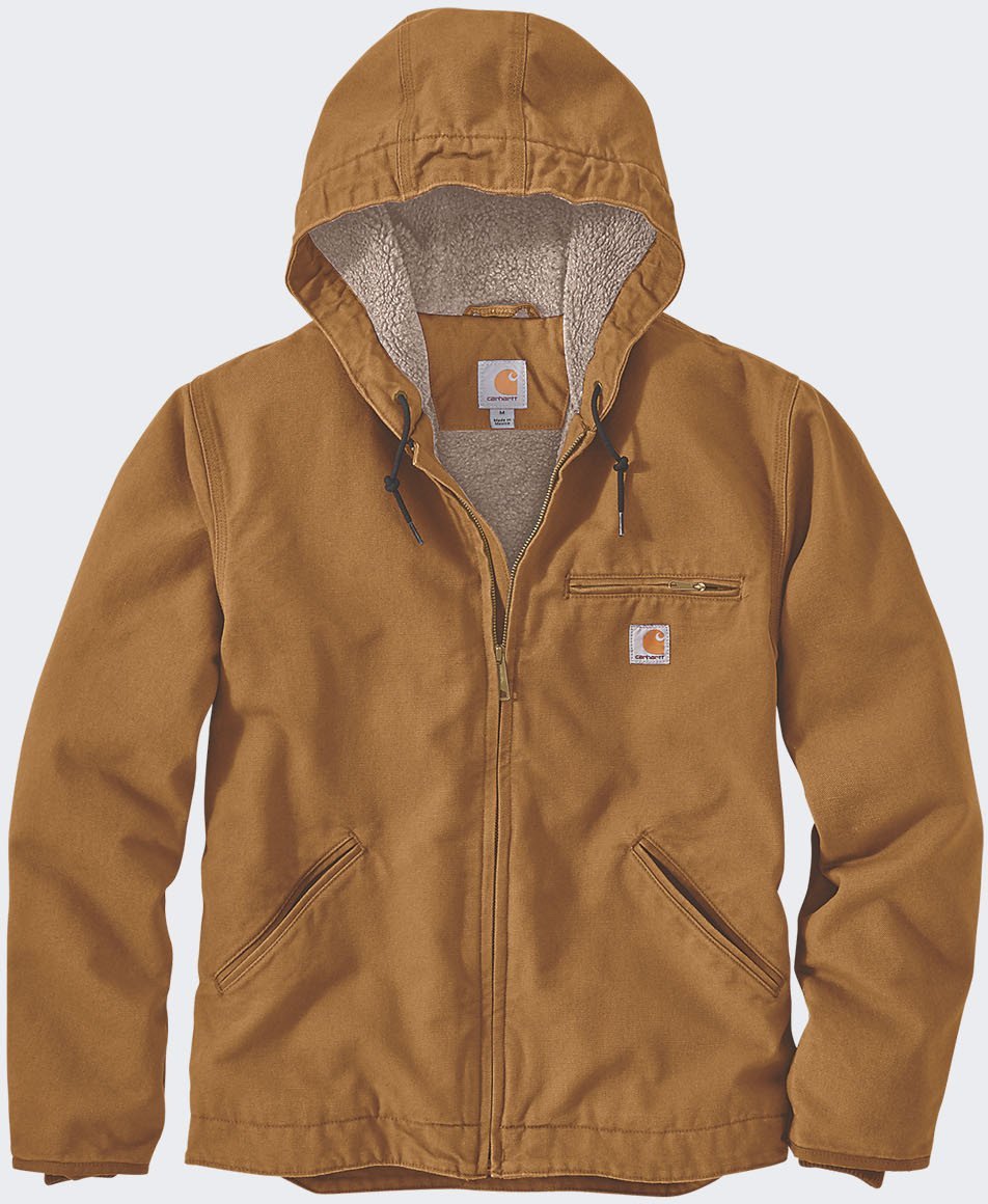 Kurtka Carhartt Washed Duck Sherpa Lined Brown