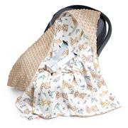 Otulacze - Babyboom kocyk otulacz minky i bawełna do fotelika nosidełka z kapturem Little Bear / Cappucino - miniaturka - grafika 1