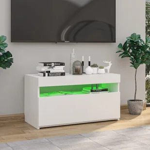 Lumarko Szafka pod TV z oświetleniem LED, biała, 75x35x40 cm - Szafki RTV - miniaturka - grafika 13