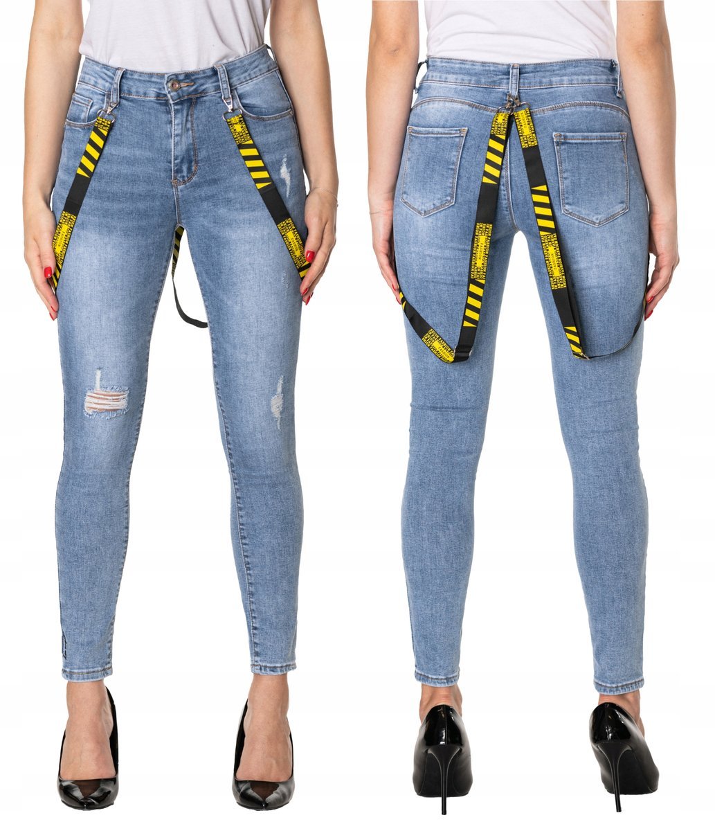 Spodnie Jeansy Rurki Damskie z Szelkami 892310 XL