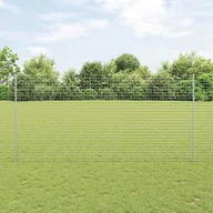 Ogrodzenia - Euro Płot z 10 Słupkami Srebrny 1,5x10 m Stal - miniaturka - grafika 1