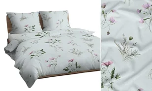 Pościel 140x200 miętowa zielona różowa kwiaty liście bawełna Max - Pościel Pościel 140x200 miętowa zielona różowa kwiaty liście bawełna Max - Pościel - miniaturka - grafika 1