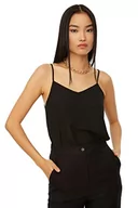 Body - Trendyol Damska bluzka o regularnym kroju bodycon dekolt w szpic tkana bluzka koszula, Czarny, 32 - miniaturka - grafika 1