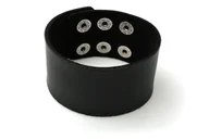 Bransolety męskie - Szeroka Męska Bransoletka Skórzana Czarna - miniaturka - grafika 1