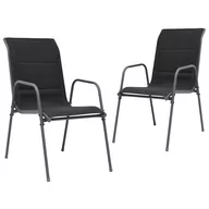Fotele i krzesła ogrodowe - vidaXL Lumarko Krzesła ogrodowe, sztaplowane, 2 szt., stal i Textilene, czarne! 313072 - miniaturka - grafika 1
