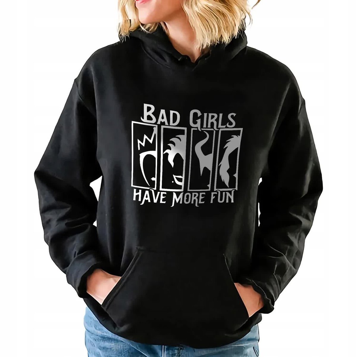 CZARNA BLUZA DAMSKA Z Kapturem BAD GIRLS HAVE MORE FUN ZABAWNE GRAFIKI - XL