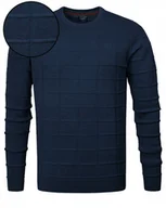 Swetry męskie - Elegancki SWETER Męski Klasyczny GRANATOWY Bawełniany XXXL Pako Jeans - miniaturka - grafika 1