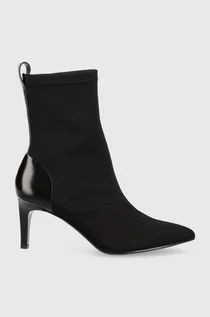 Botki damskie - Calvin Klein botki Sock Ankle Boot damskie kolor czarny na szpilce - grafika 1