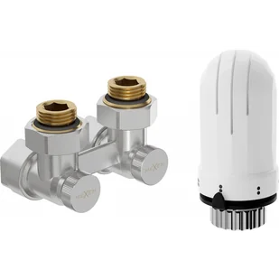 Mexen G03 zestaw termostatyczny dwururowy DN50, kątowy 1/2"x16 mm, nikiel - W911-016-938-01 - Zawory i kraniki - miniaturka - grafika 1
