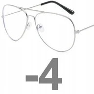 Okulary korekcyjne, oprawki, szkła - Okulary korekcyjne minusy pilotki srebrne -4 - miniaturka - grafika 1