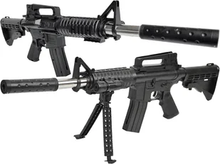 KARABIN NA KULKI Plastikowe z Tłumikiem Karabinek M4 z Podpórką PISTOLET - Zabawki militarne - miniaturka - grafika 1