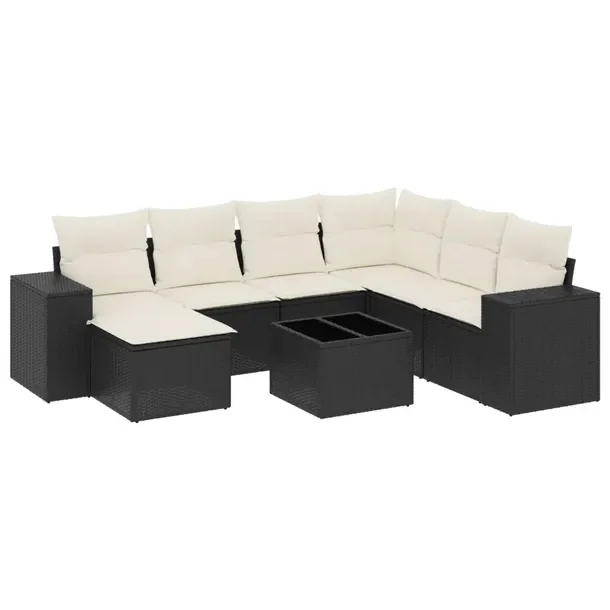 Zestaw mebli ogrodowych modułowych czarny rattan PE z poduszkami 62 x 62 x