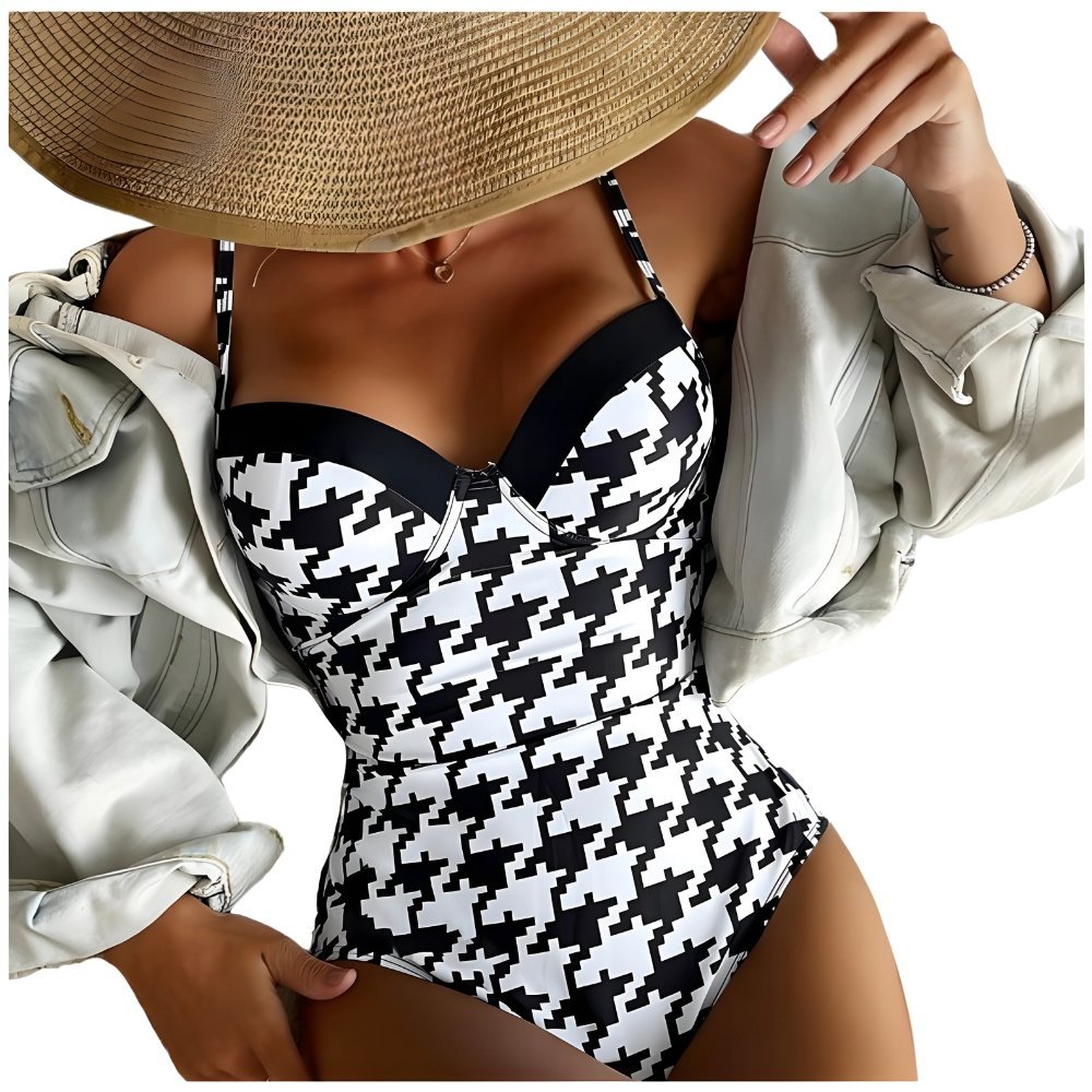 Strój Kąpielowy Jednoczęściowy Push Up, Czarny, Rozmiar L