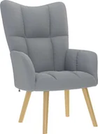 Fotele - Fotel wypoczynkowy, jasnoszary, obity tkaniną - miniaturka - grafika 1